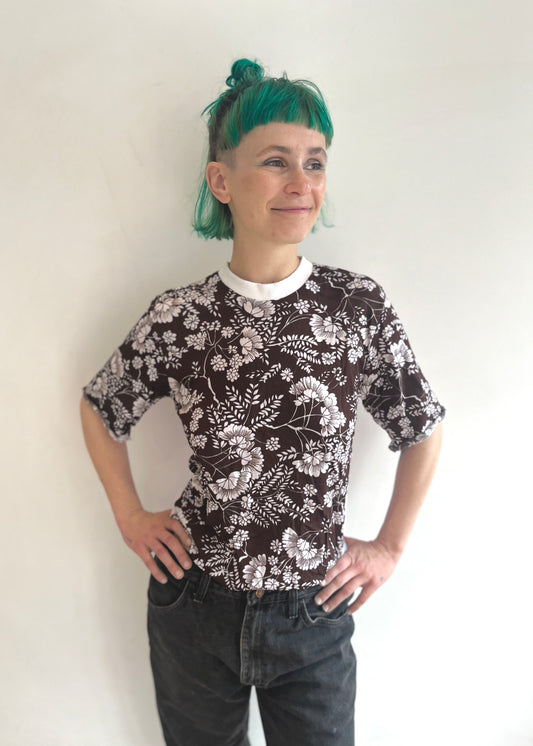 Brown floral T shirt
